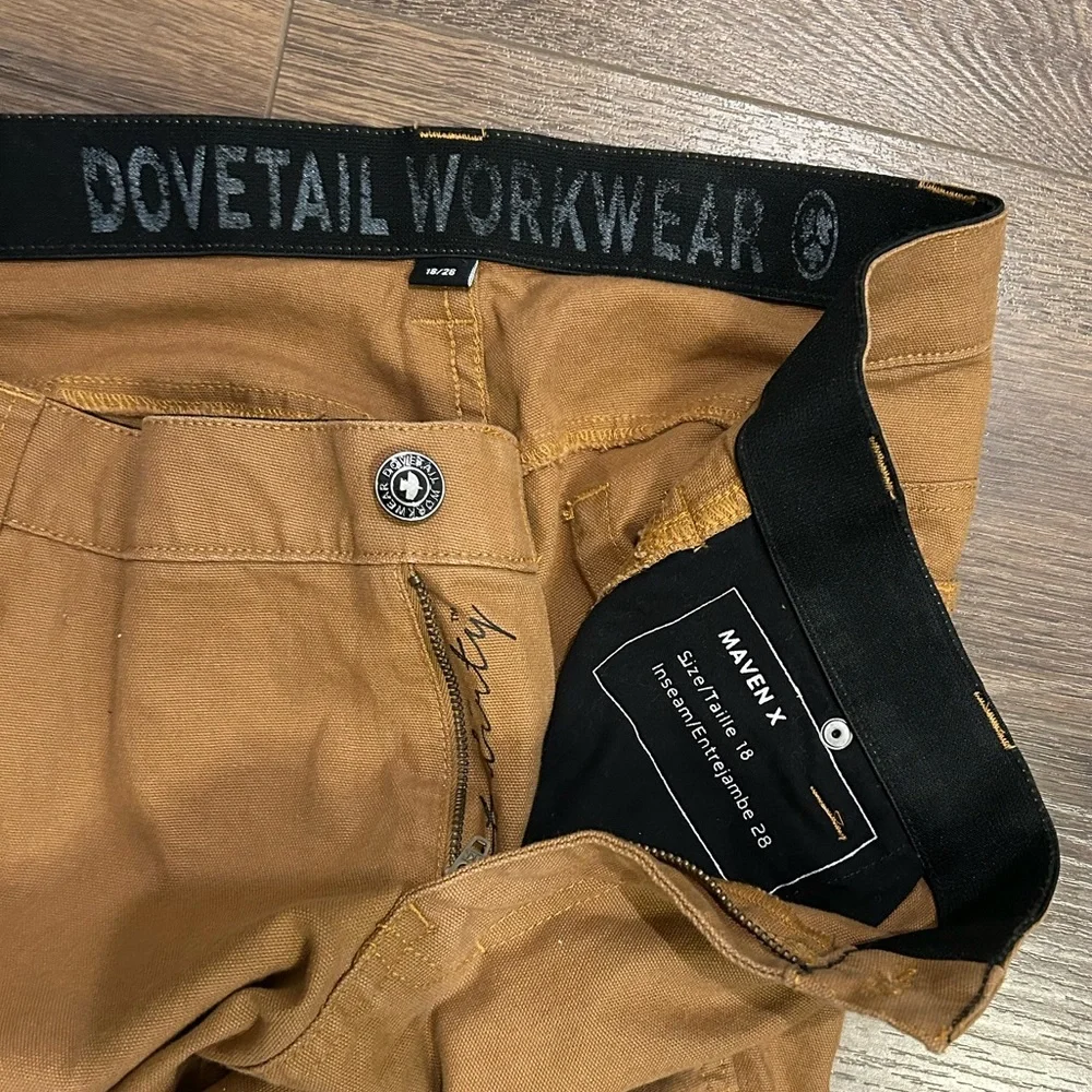 Dovetail Workwear Maven X pants size 18 inseam 28 Carmel brown Double front - Picture 4 of 6
